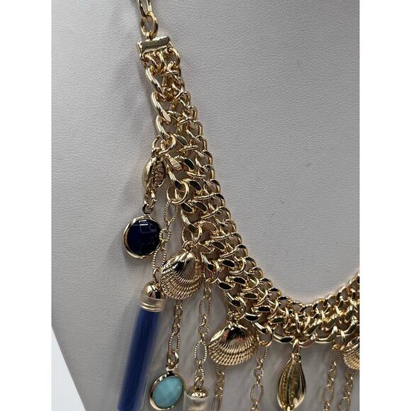 Lilly Pulitzer Seaside Tassel Bib 
Statement Necklace Capri Teal $88 New - Picture 6 of 12